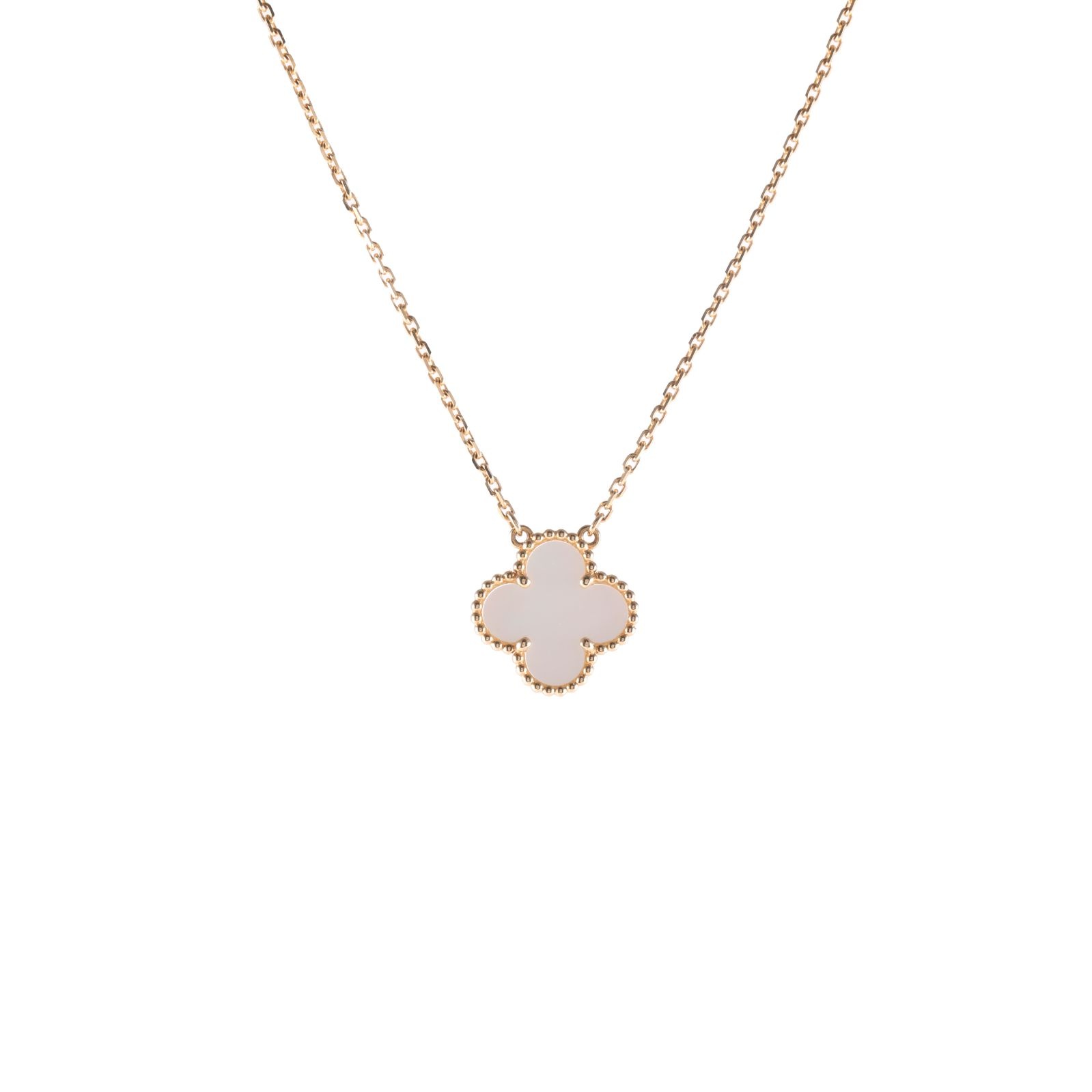 VAN CLEEF & ARPELS Vintage Alhambra White Mother of Pearl Single Flower Necklace