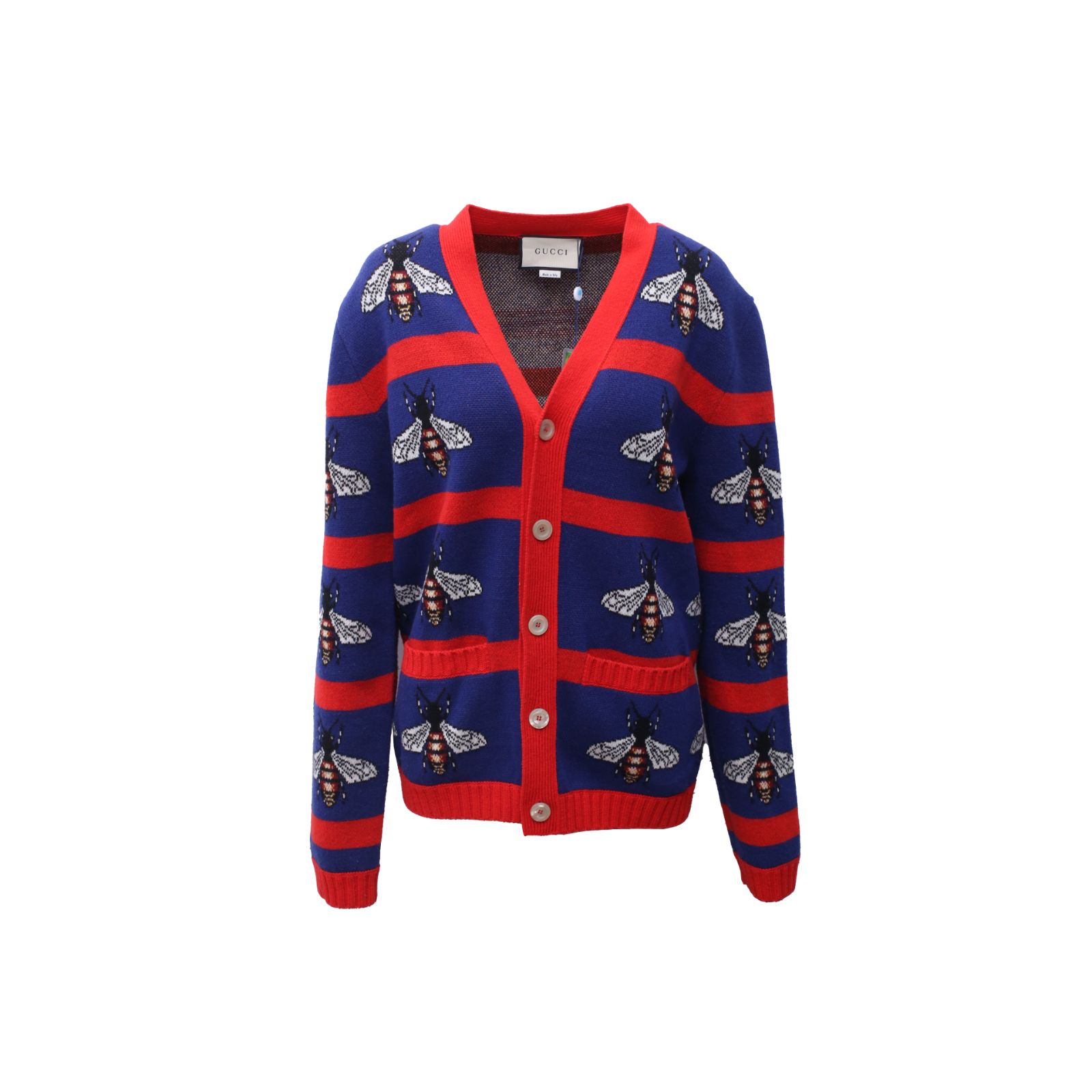 GUCCI Bee Print Wool Cardigan