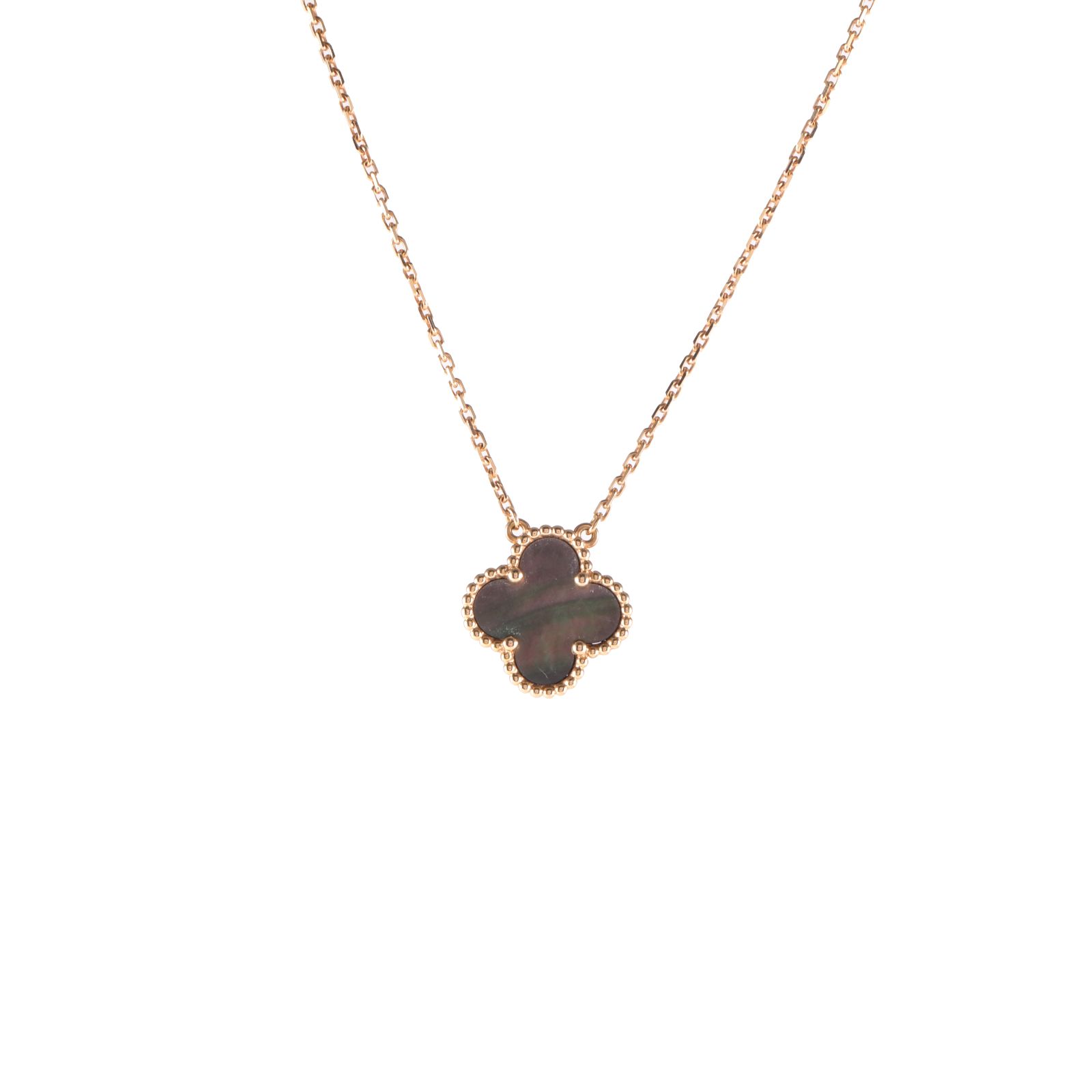 VAN CLEEF & ARPELS Vintage Alhambra Gray Mother of Pearl Single Flower Necklace