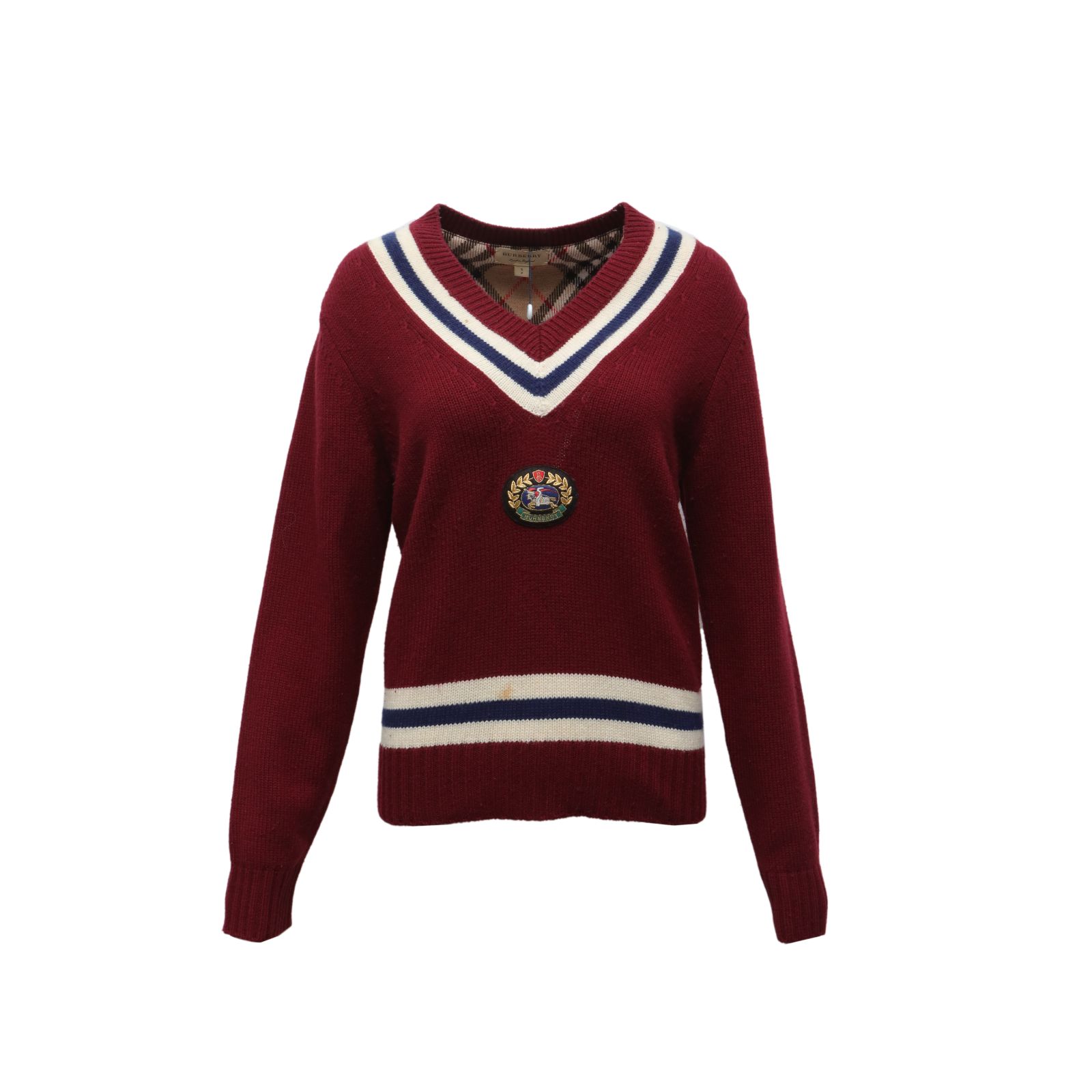 BURBERRY Maroon Wool Cashmere Sweater