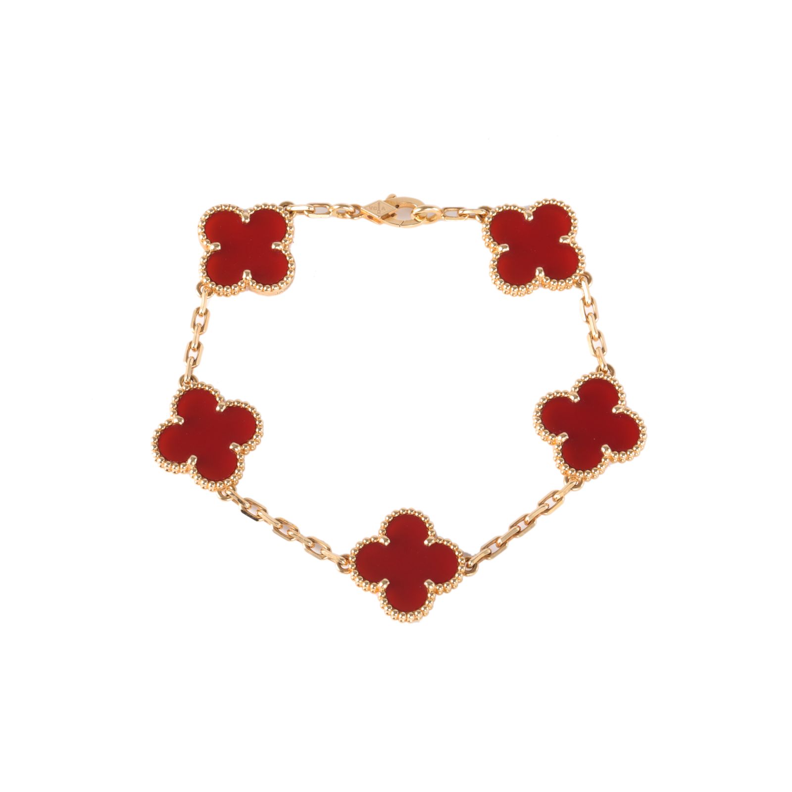 VAN CLEEF & ARPELS Vintage Alhambra Carnelian 5 Motifs Bracelet
