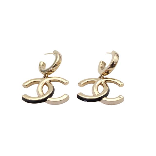 CHANEL 22K Double C Logo Earrings