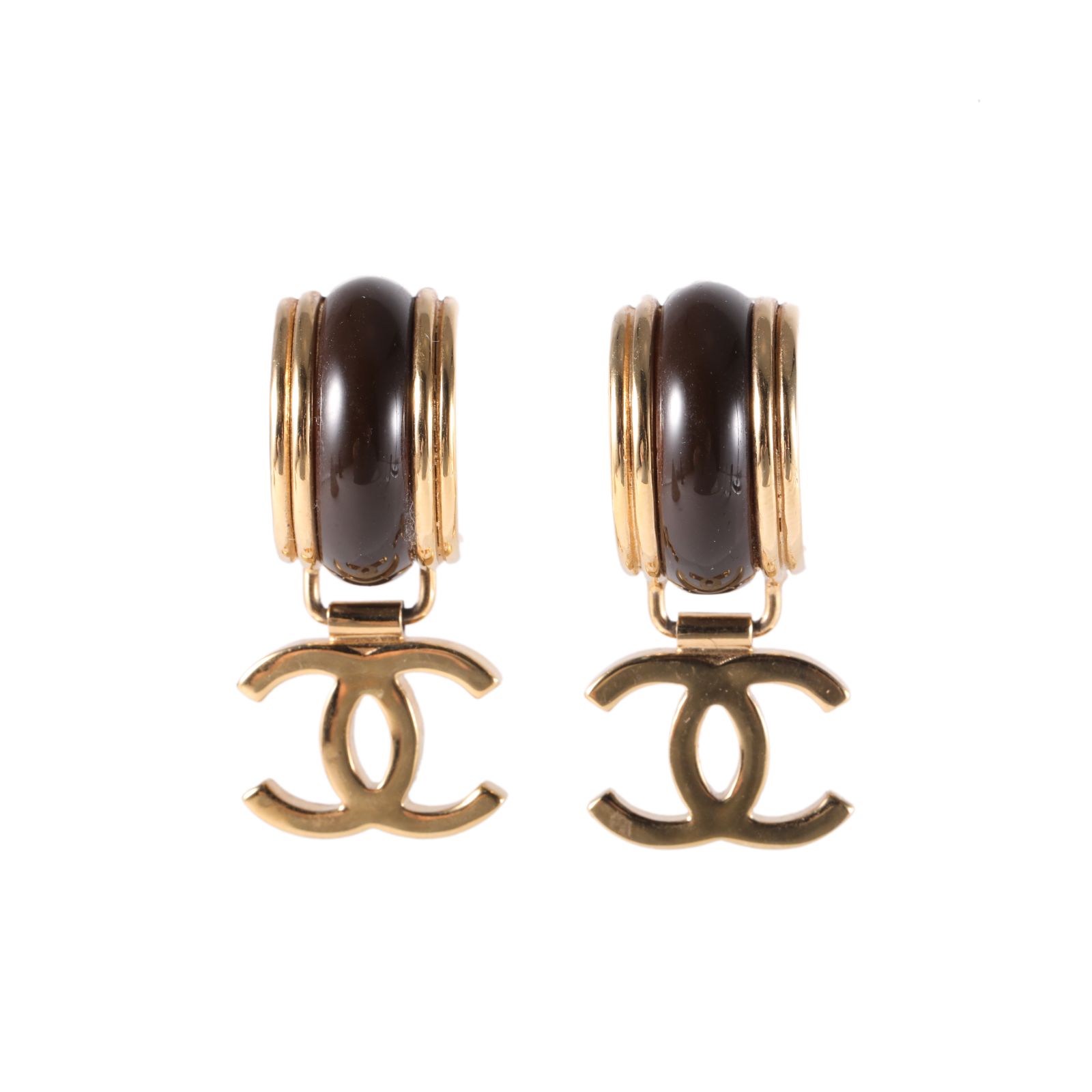 CHANEL Vintage Glass CC Earrings