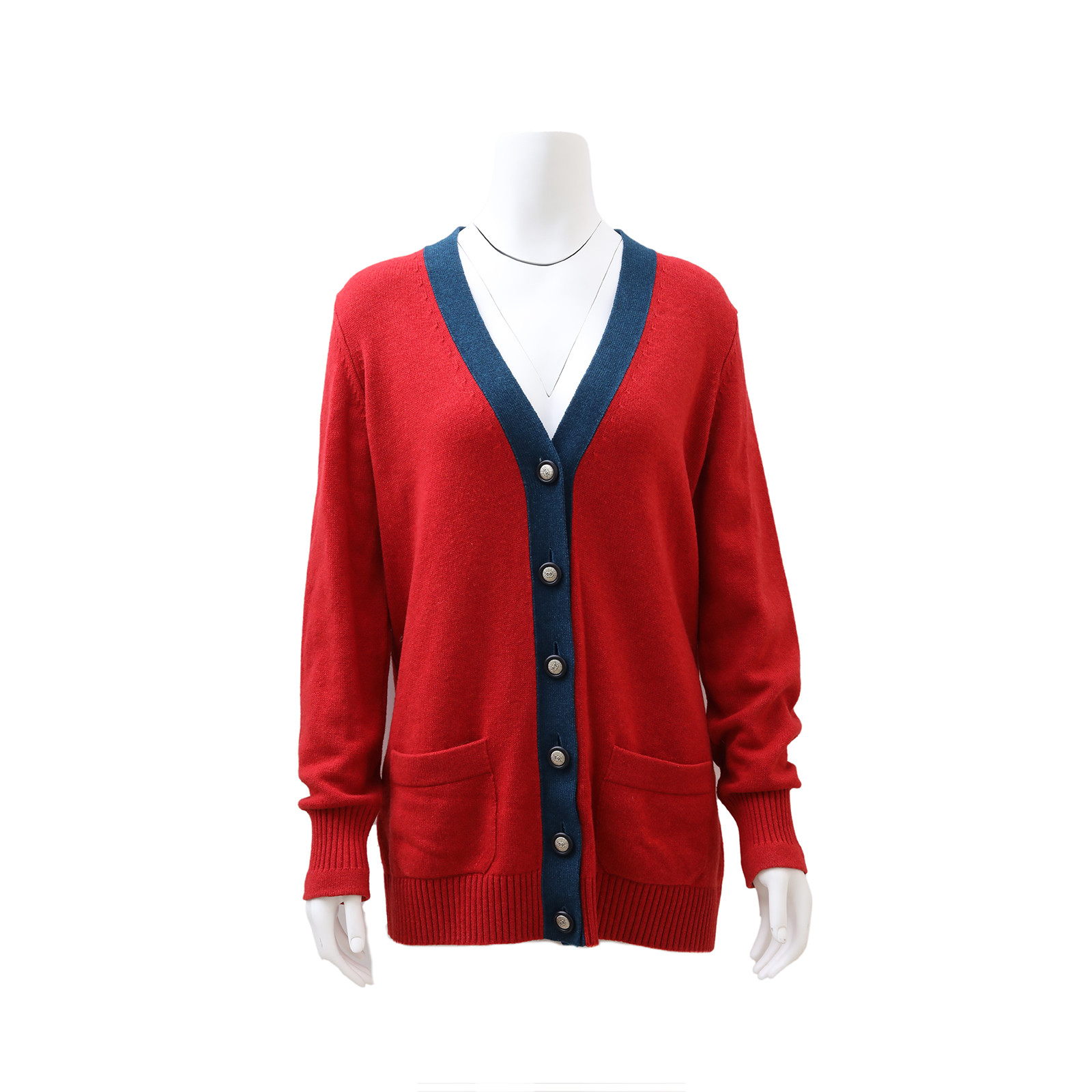 CHANEL Red Cashmere Cardigan