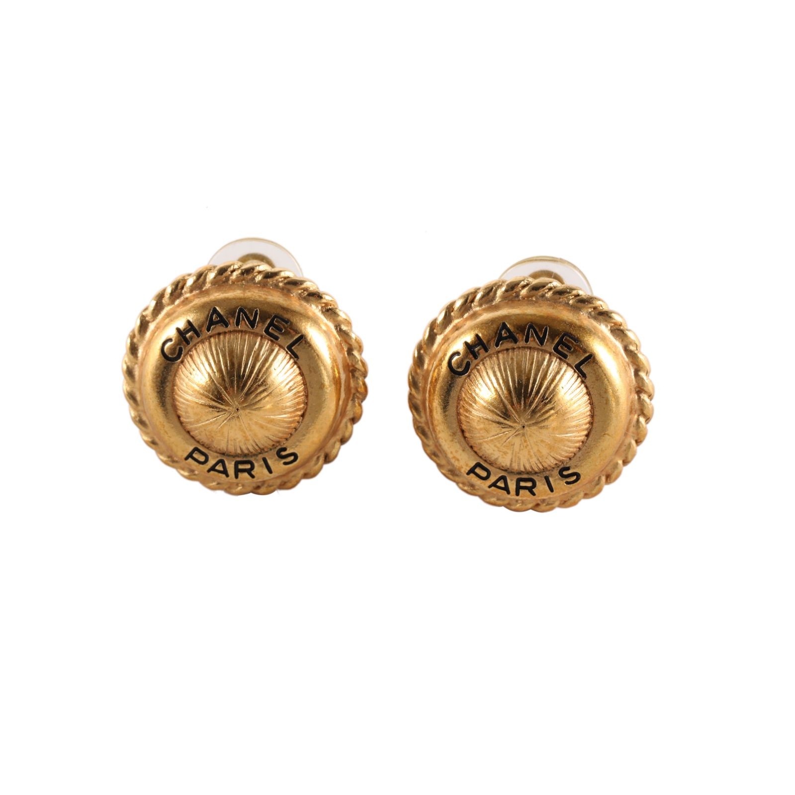 CHANEL Vintage Round Ear Clips