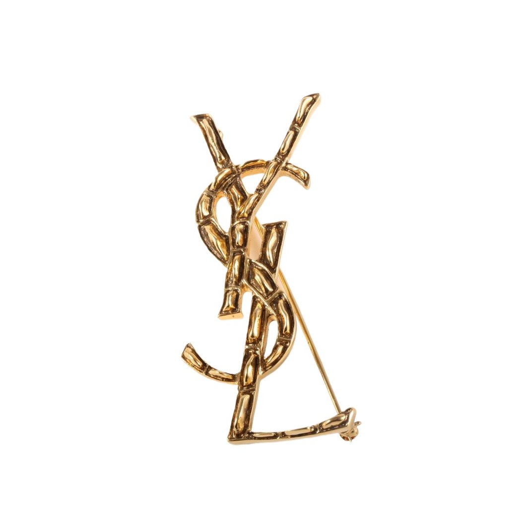 YSL Logo Brooch