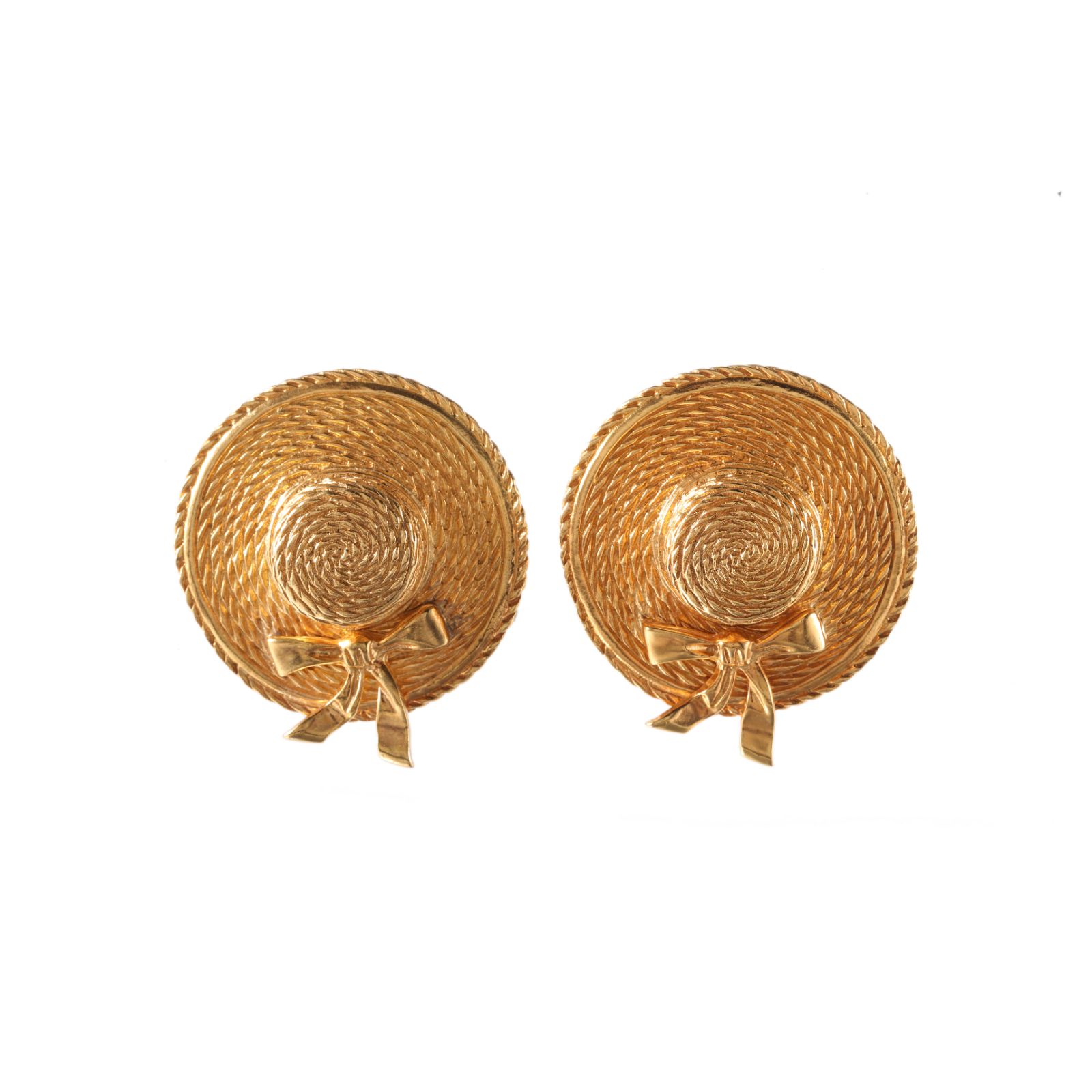 CHANEL Straw Hat Earrings