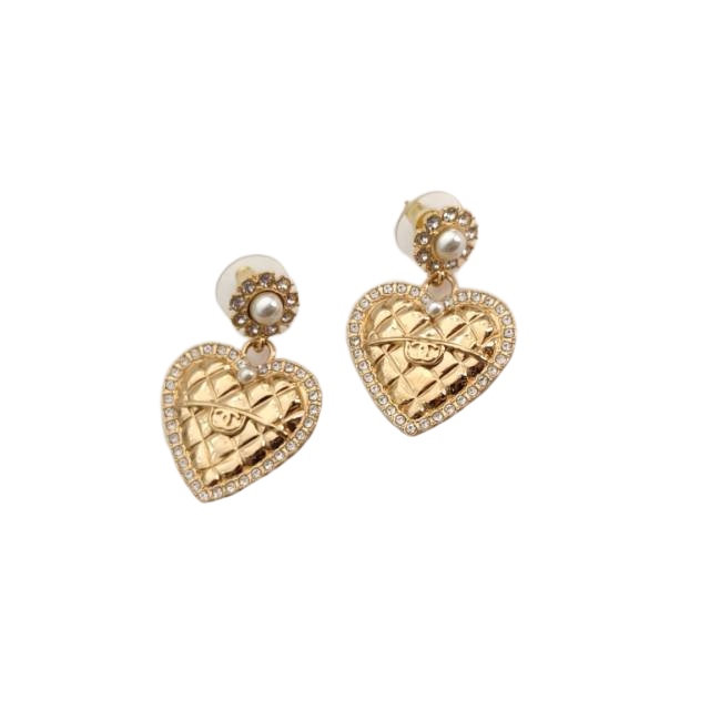 CHANEL Heart Stud Earrings