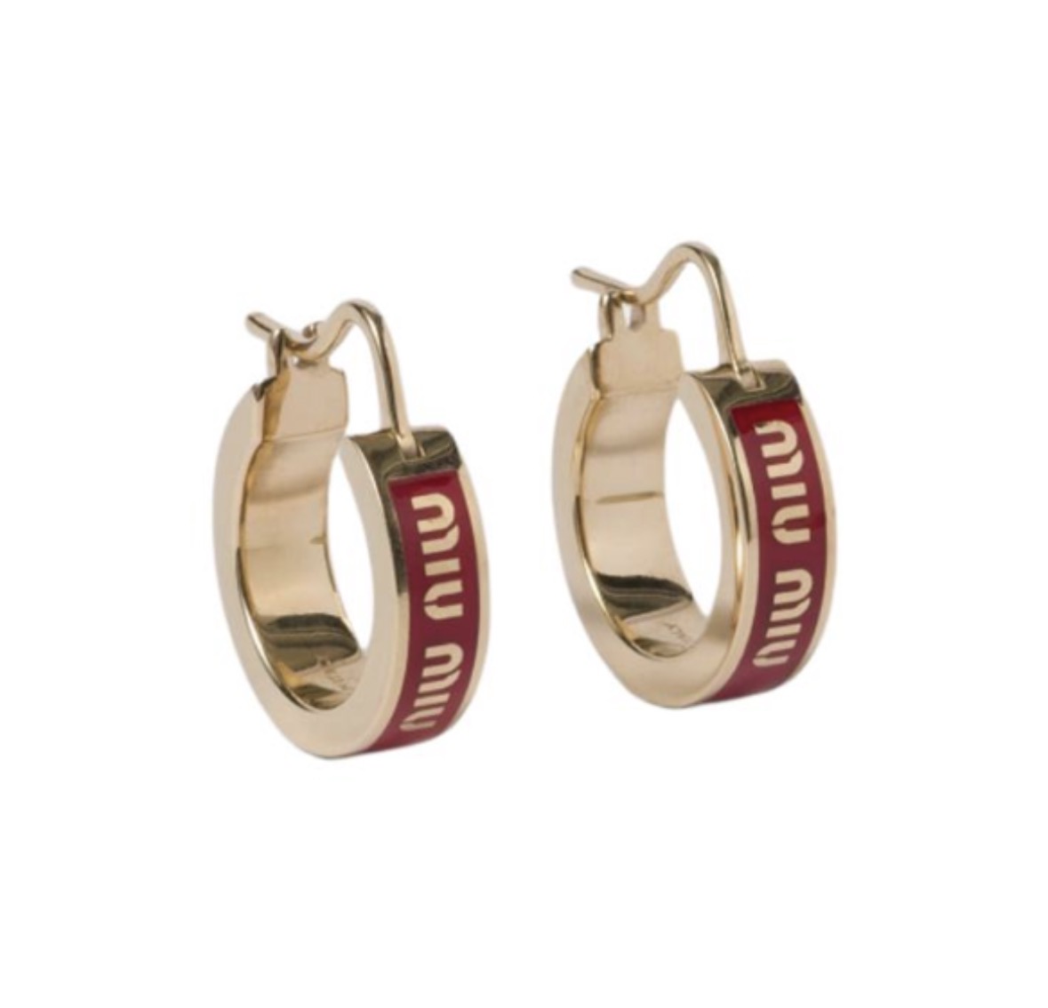 MIU MIU Enamel Logo Hoop Earrings