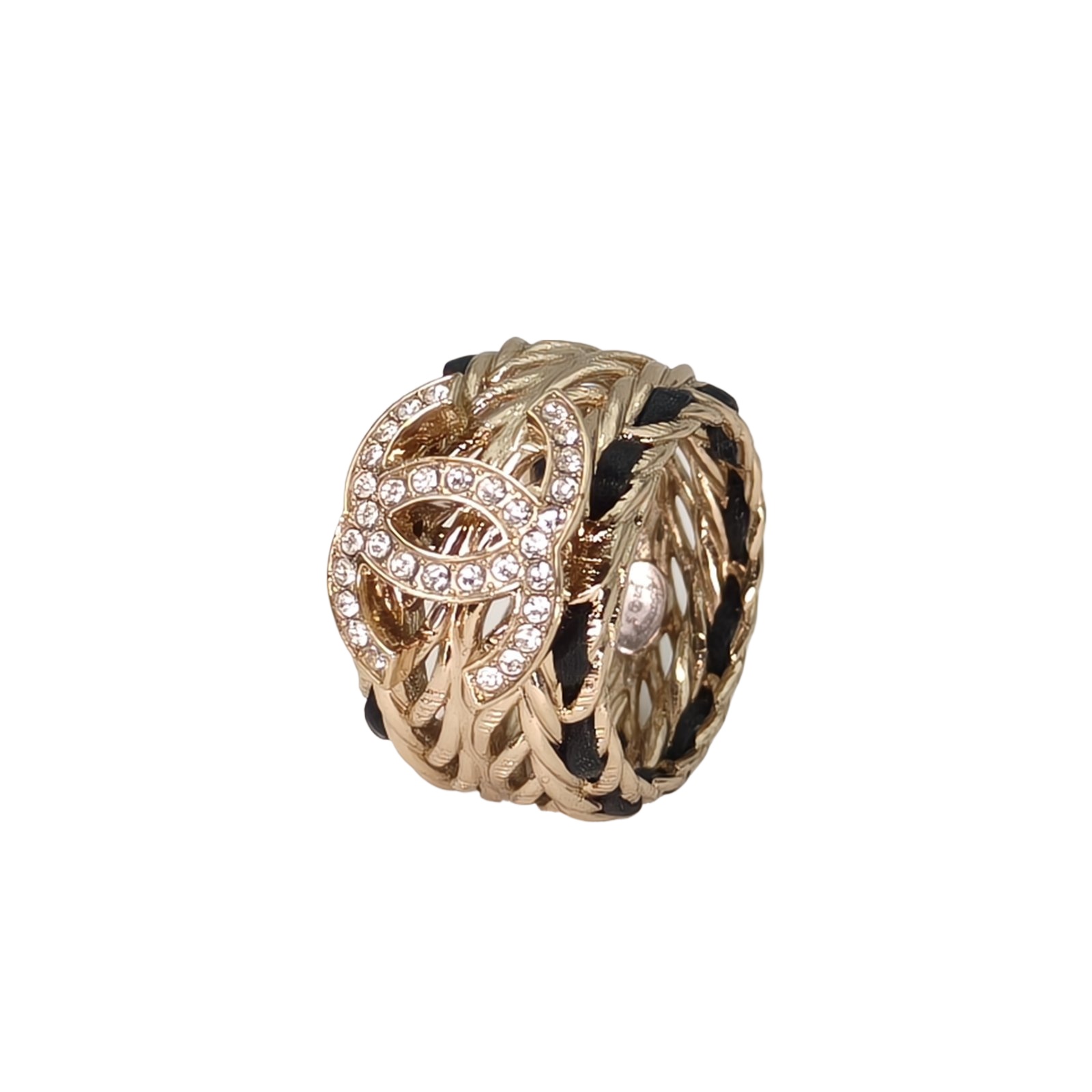 CHANEL Double C Leather Thread Ring