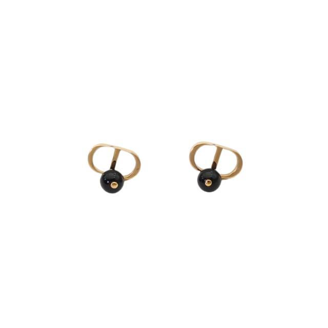 DIOR CD Black Pearl Earrings