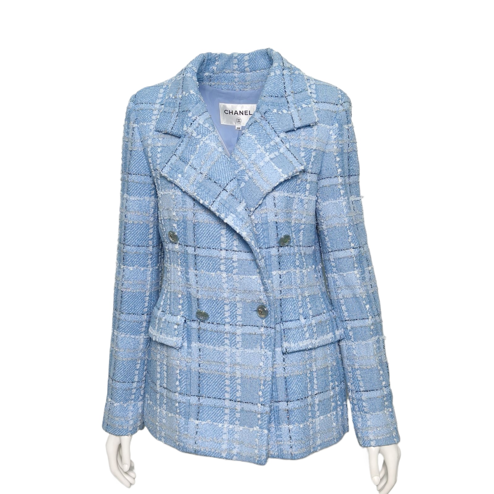 CHANEL Light Blue Cotton Tweed Jacket