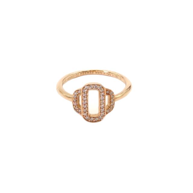 HERMES Belt Buckle Ring With Diamond 18K Pink Gold