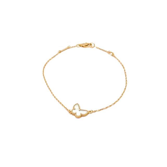VAN CLEEF & ARPELS Sweet Alhambra Butterfly Bracelet With Mother of Pearl 18K Gold