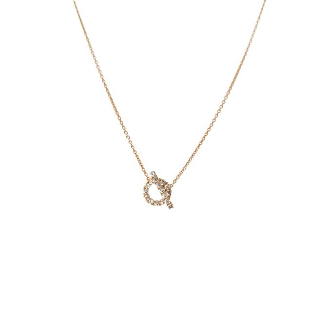 HERMES Finesse Pendant Necklace With Diamond 18K Pink Gold