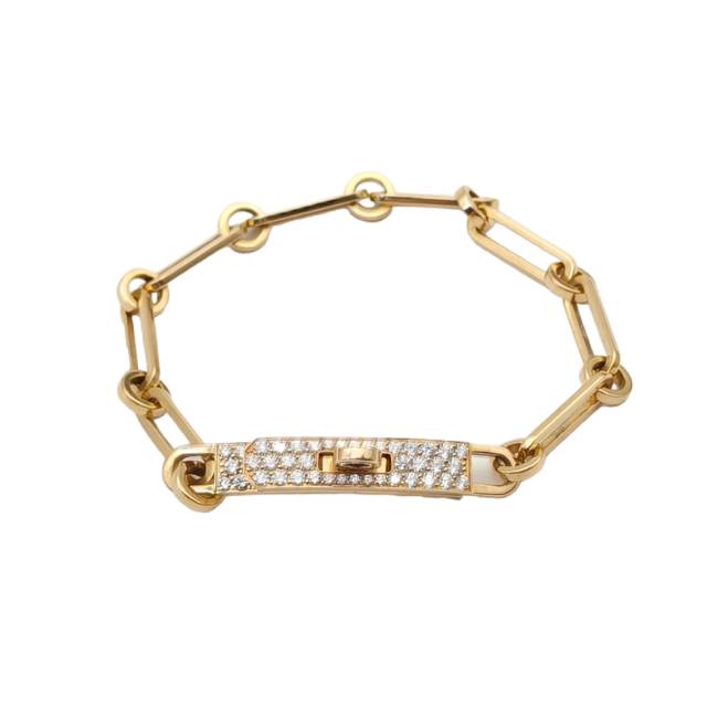 HERMES Kellychain Bracelet With Diamonds 18K Gold