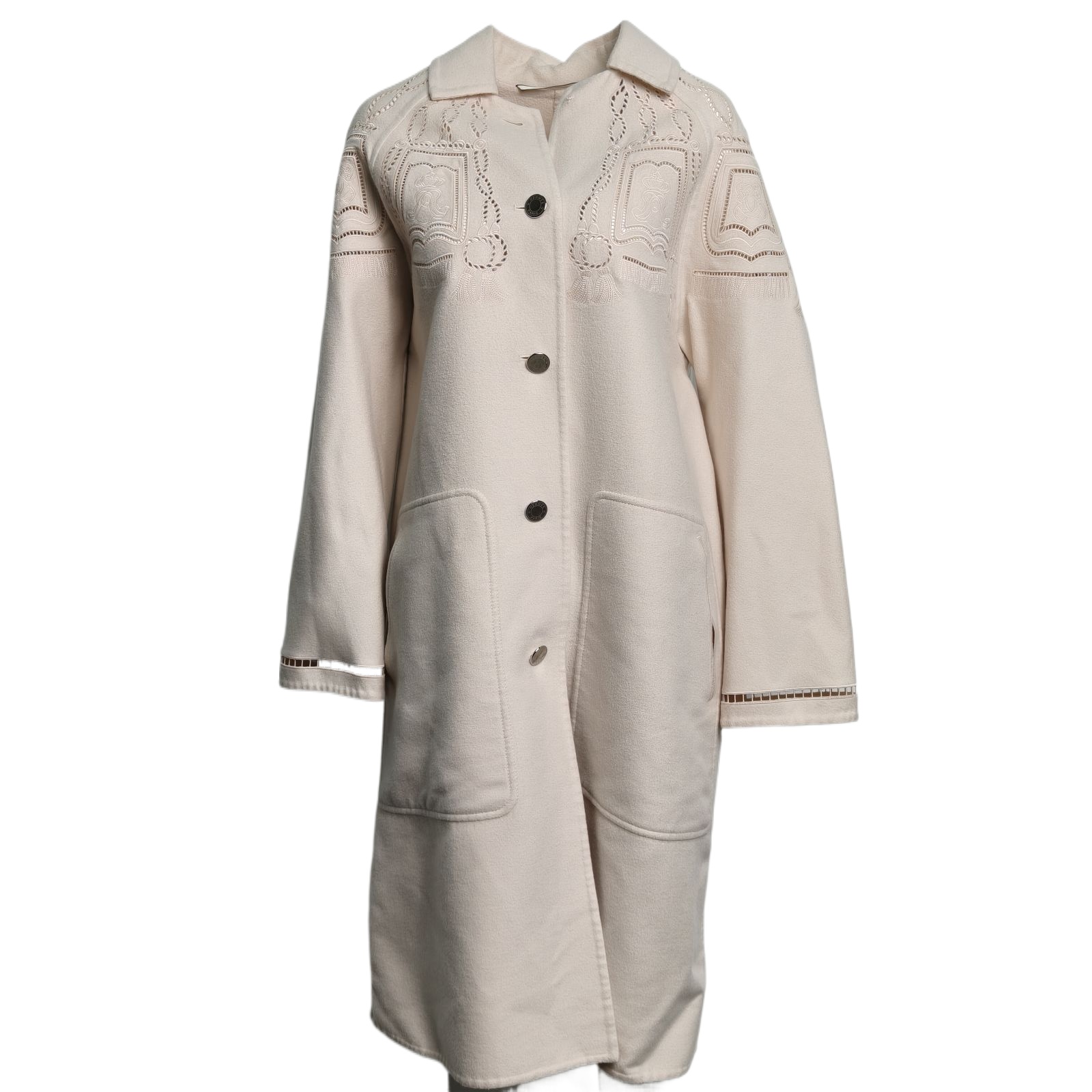 HERMES Nude Nylon Cashmere Cut-Out Coat