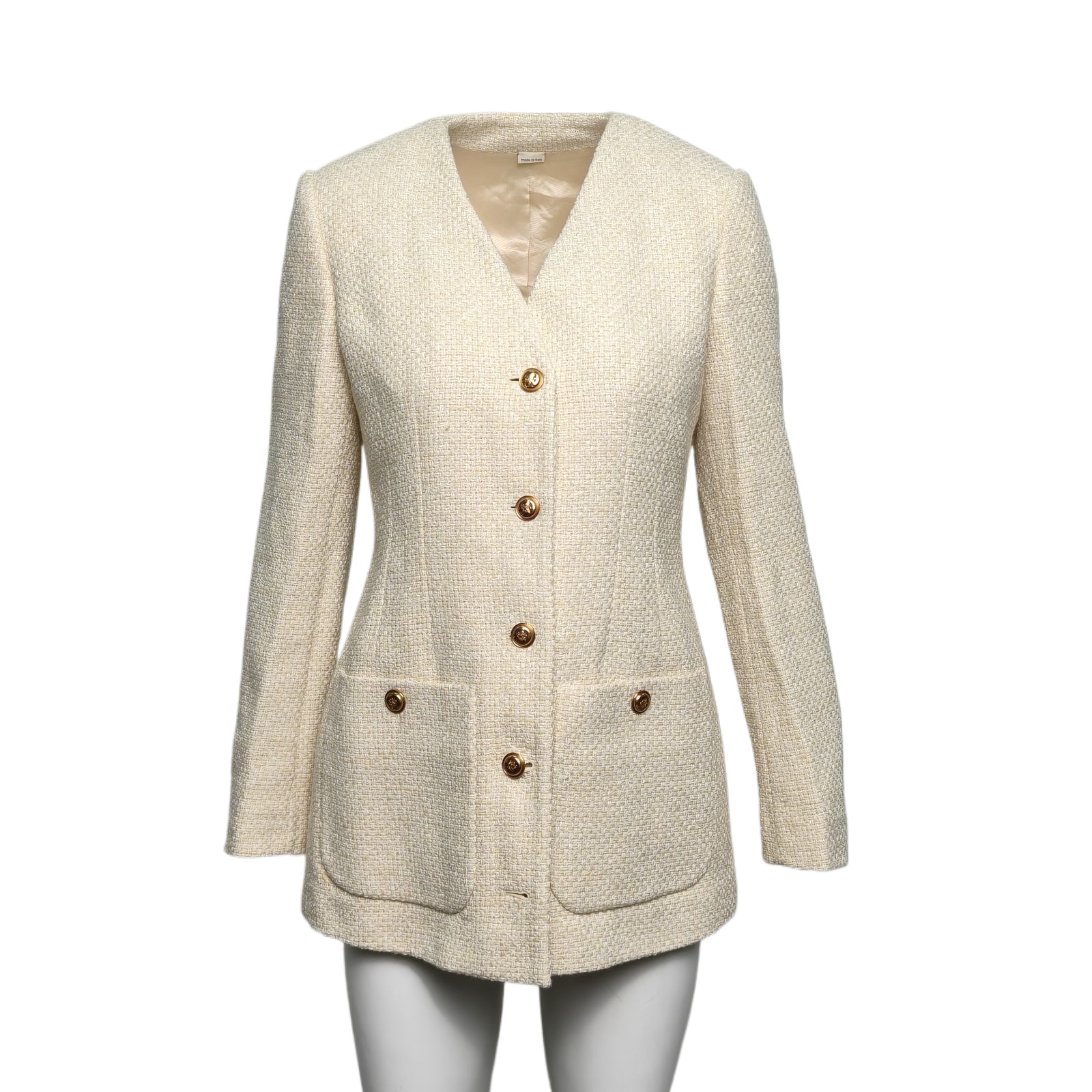 GUCCI Beige Cotton Viscose Fitted Blazer